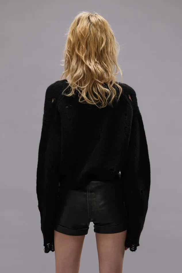 R13 Sweaters Women CROSSOVER CARDIGAN 8211 BLACK