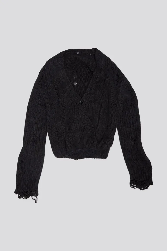 R13 Sweaters Women CROSSOVER CARDIGAN 8211 BLACK
