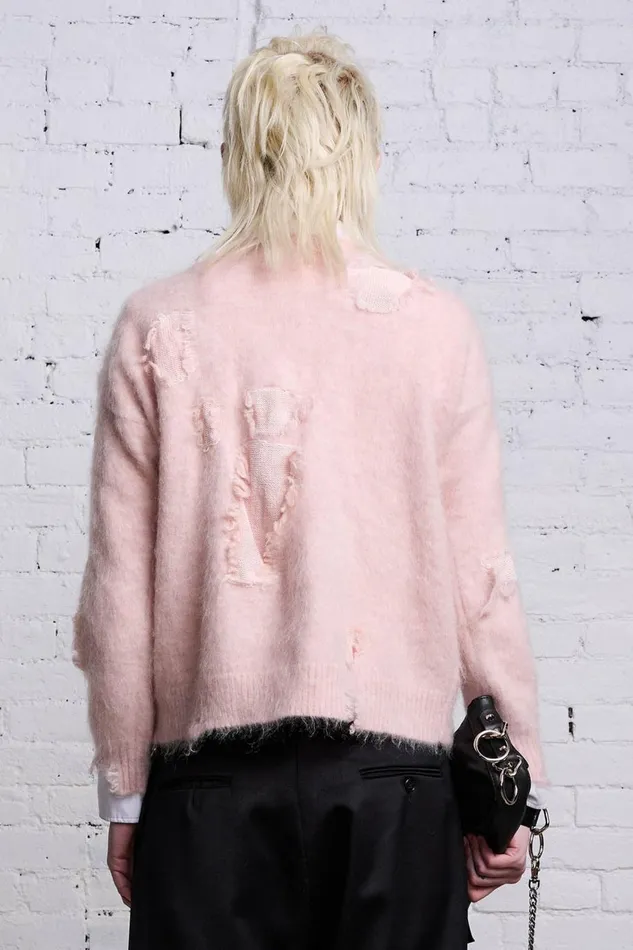 R13 Sweaters Women SHRUNKEN DECONSTRUCTED CREWNECK 8211 LIGHT PINK