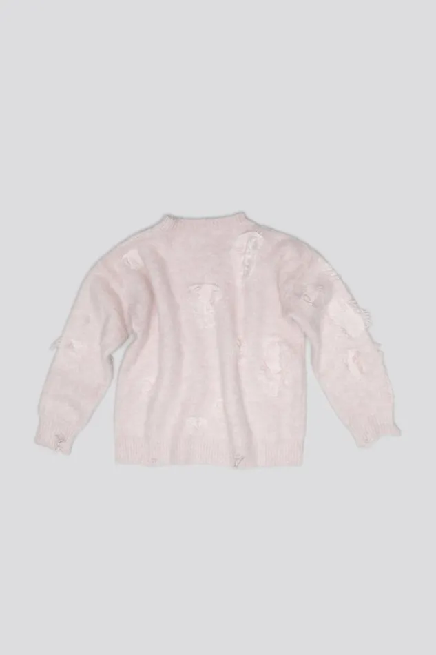 R13 Sweaters Women SHRUNKEN DECONSTRUCTED CREWNECK 8211 LIGHT PINK