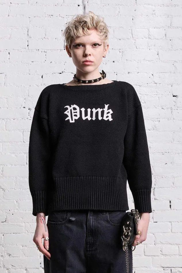 R13 Sweaters Women SHRUNKEN PUNK SWEATER 8211 GOTHIC BLACK