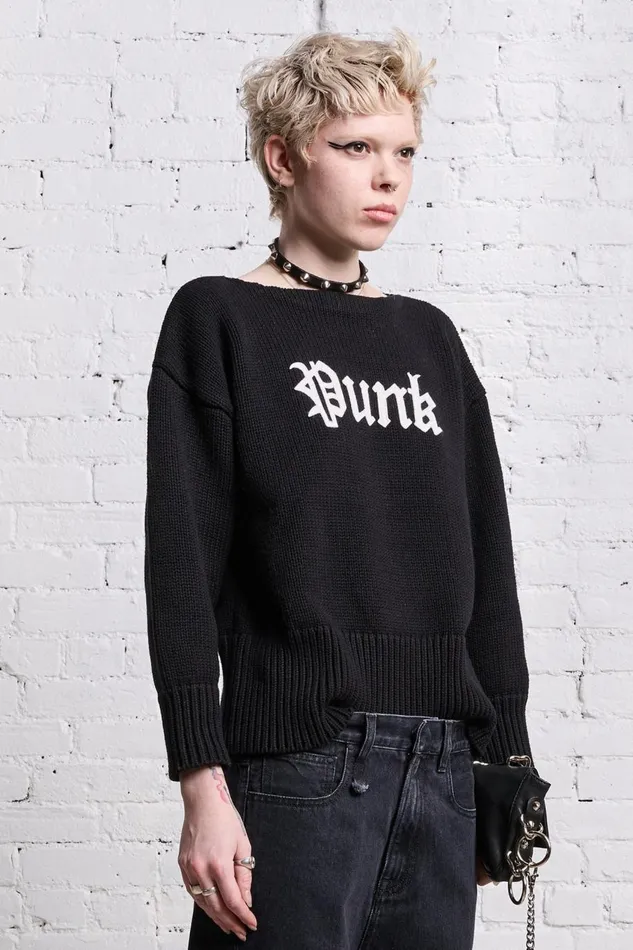 R13 Sweaters Women SHRUNKEN PUNK SWEATER 8211 GOTHIC BLACK