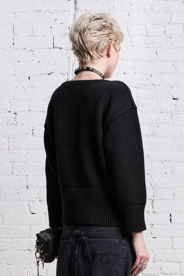 R13 Sweaters Women SHRUNKEN PUNK SWEATER 8211 GOTHIC BLACK