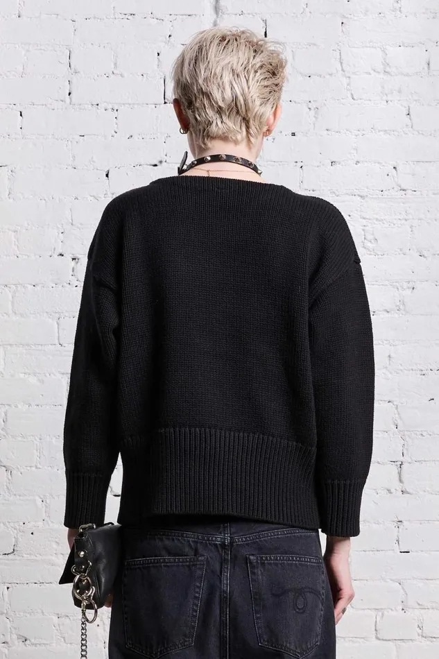 R13 Sweaters Women SHRUNKEN PUNK SWEATER 8211 GOTHIC BLACK