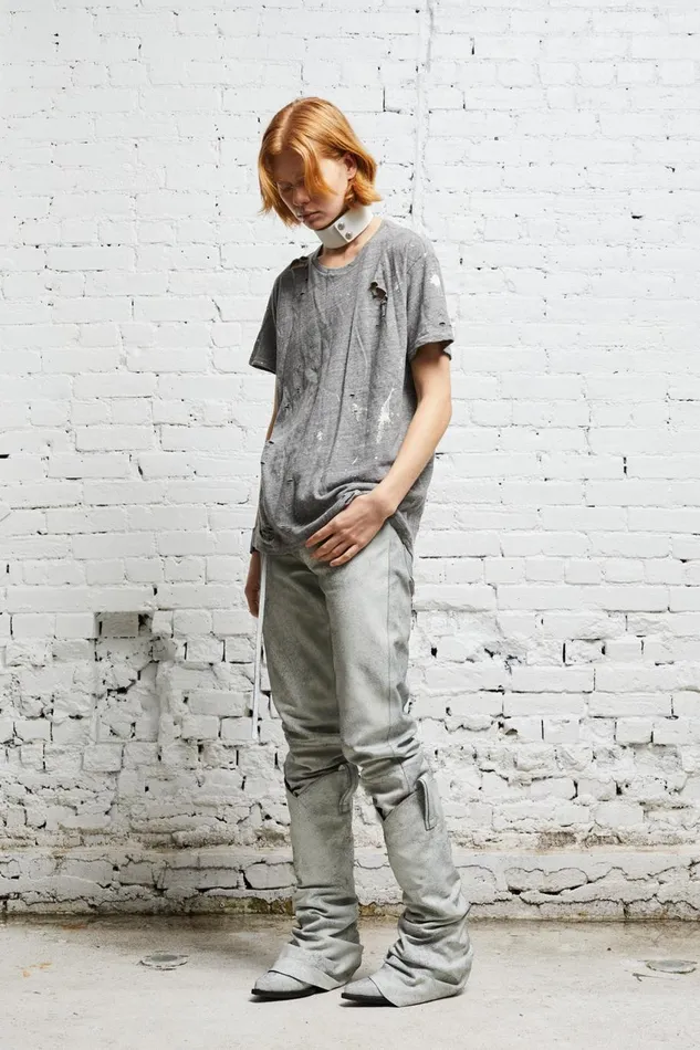 R13 TShirts Women DESTROYED BOY T 8211 HEATHER GREY