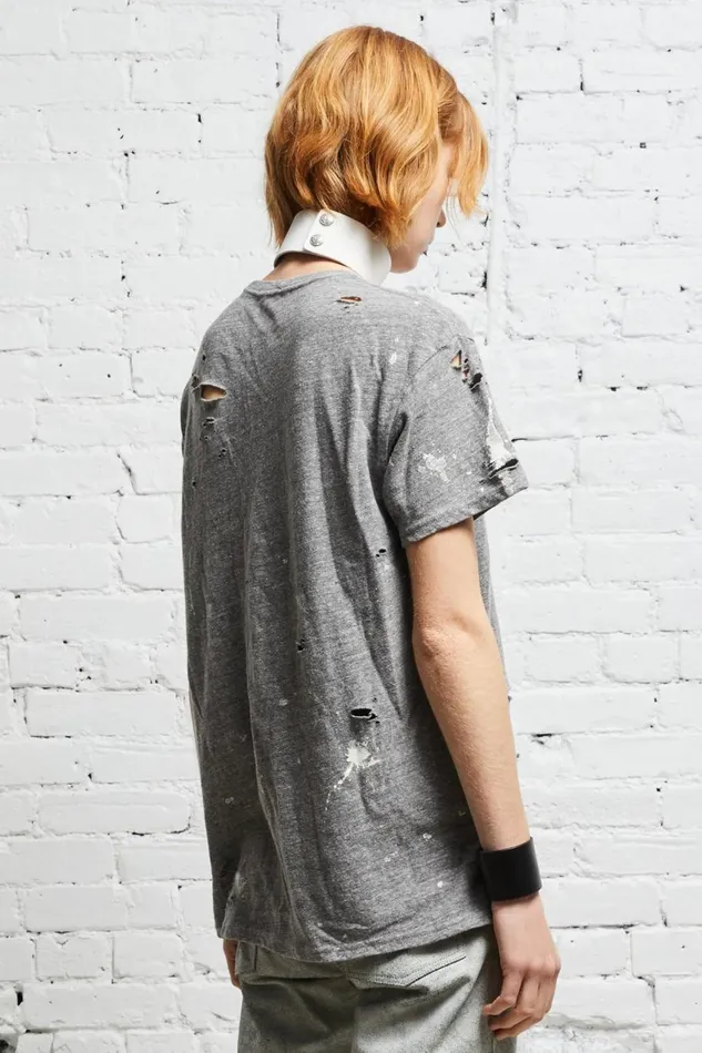R13 TShirts Women DESTROYED BOY T 8211 HEATHER GREY