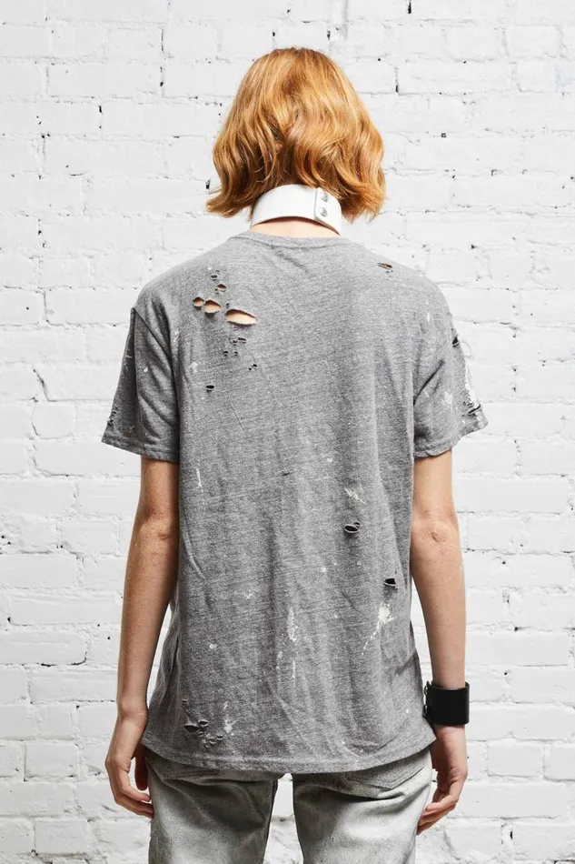 R13 TShirts Women DESTROYED BOY T 8211 HEATHER GREY