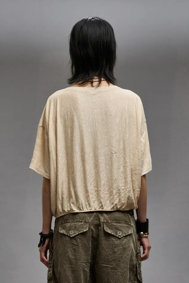 R13 TShirts Women GATHERED HEM VNECK TEE 8211 KHAKI