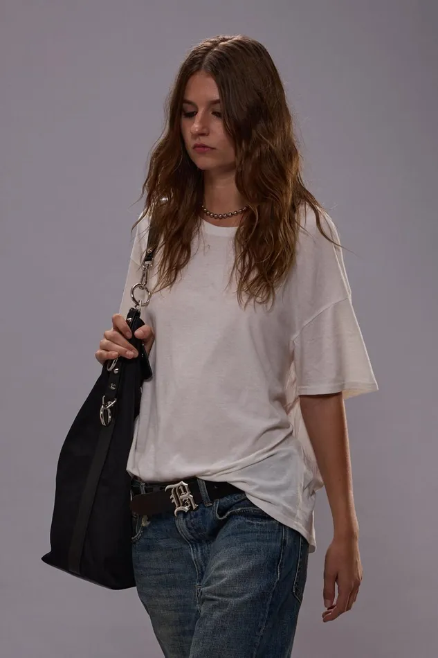 R13 TShirts Women RELAXED CASHMERE TEE 8211 WHITE