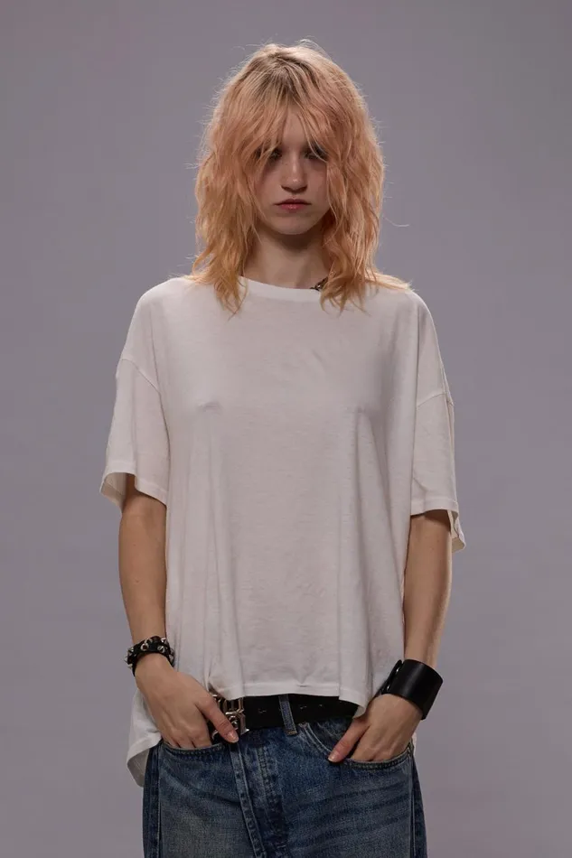 R13 TShirts Women RELAXED CASHMERE TEE 8211 WHITE