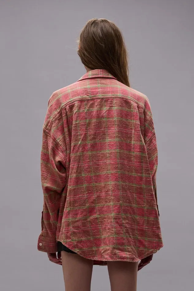R13 Tops Women ASYMMETRICAL SHIRT 8211 PINK PLAID