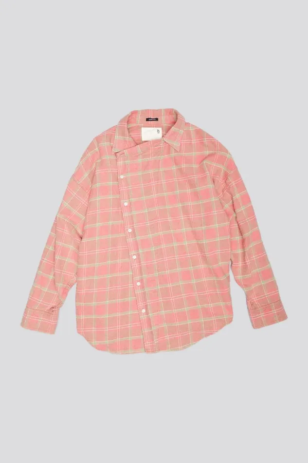 R13 Tops Women ASYMMETRICAL SHIRT 8211 PINK PLAID
