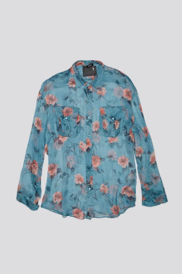 R13 Tops Women BELLOW POCKET RELAXED SHIRT 8211 BLUE FLORAL