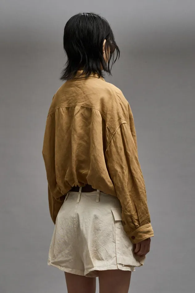 R13 Tops Women CROSSOVER UTILITY BUBBLE SHIRT 8211 KHAKI