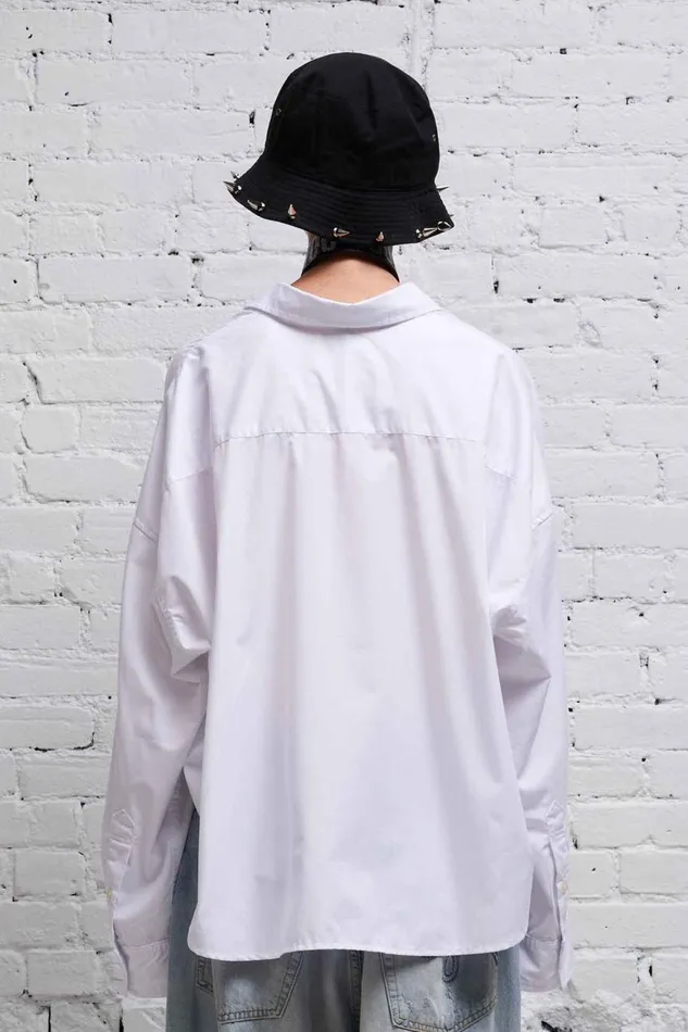 R13 Tops Women DROP NECK CROPPED SHIRT 8211 WHITE