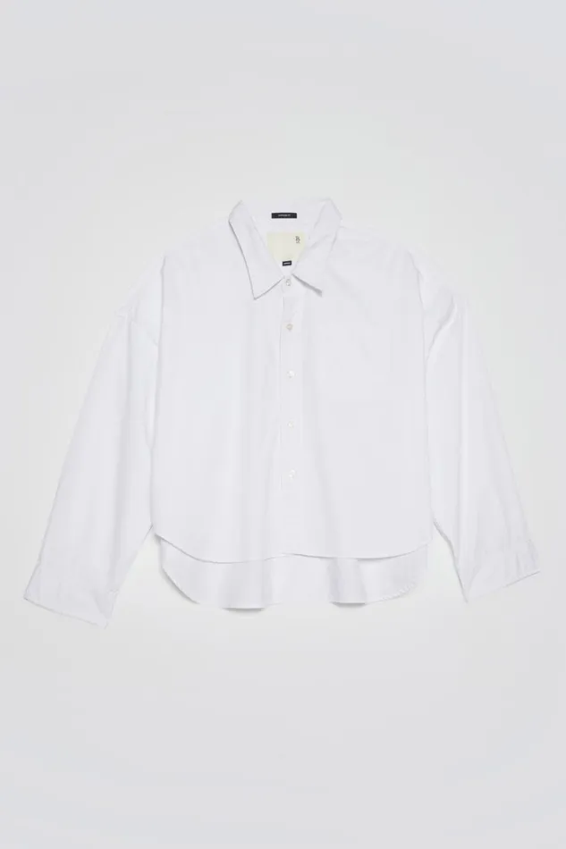 R13 Tops Women DROP NECK CROPPED SHIRT 8211 WHITE