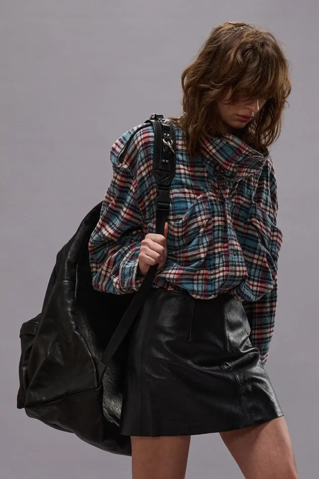 R13 Tops Women HIGH NECK SHIRT 8211 BLUE PLAID