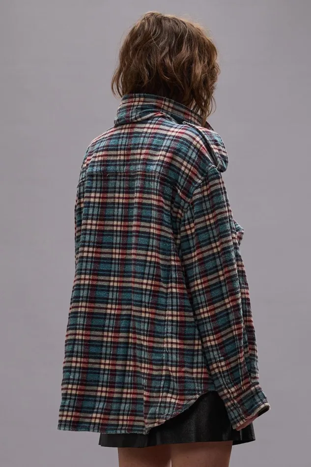 R13 Tops Women HIGH NECK SHIRT 8211 BLUE PLAID