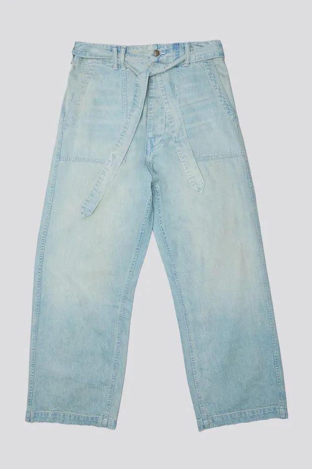 R13 Wide Leg Women BELTED VENTI UTILITY PANT 8211 LENNON BLUE