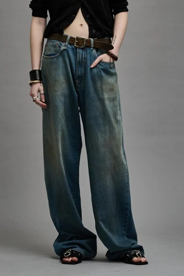 R13 Wide Leg Women D039ARCY LOOSE JEAN 8211 WILTON INDIGO