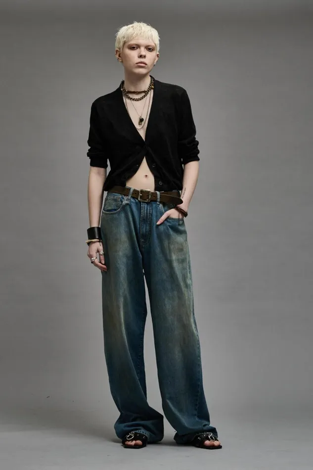 R13 Wide Leg Women D039ARCY LOOSE JEAN 8211 WILTON INDIGO