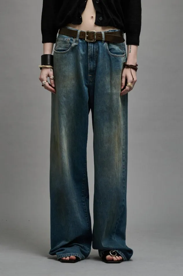 R13 Wide Leg Women D039ARCY LOOSE JEAN 8211 WILTON INDIGO