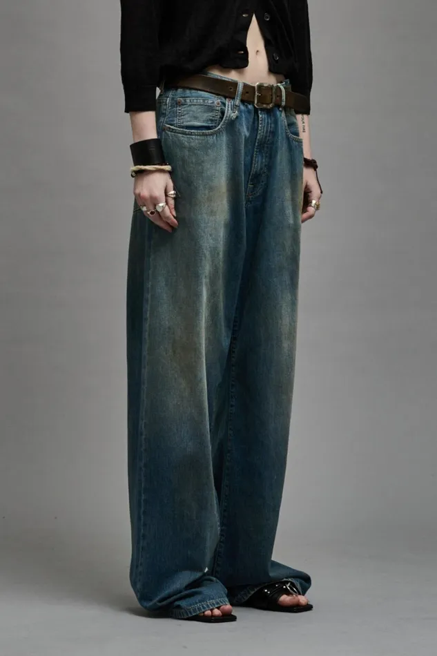 R13 Wide Leg Women D039ARCY LOOSE JEAN 8211 WILTON INDIGO