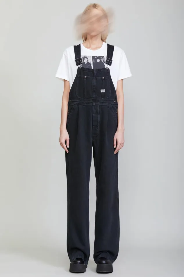 R13 Wide Leg Women DAMON OVERALL 8211 KOZE ASH BLACK