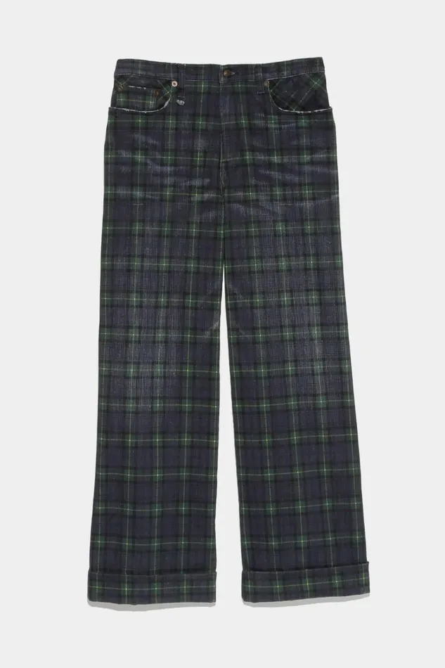 R13 Wide Leg Women LISA BAGGY JEAN 8211 PRINTED TARTAN