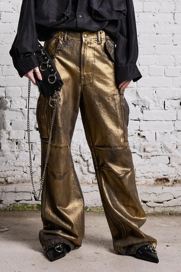 R13 Wide Leg Women WIDE LEG CARGO 8211 VINTAGE GILDED BLACK