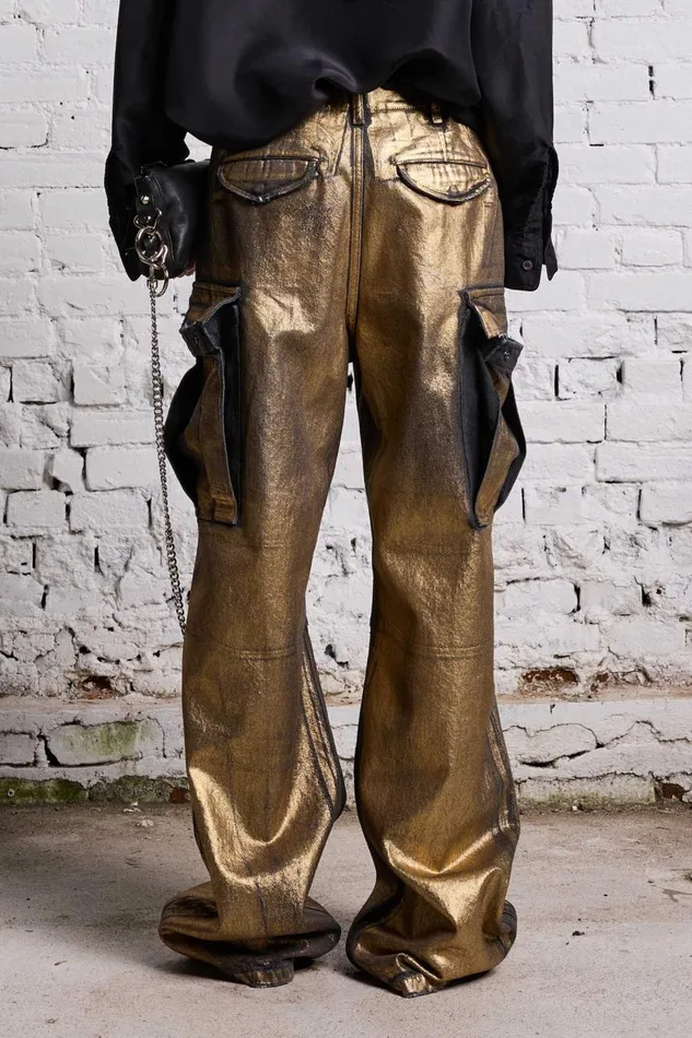 R13 Wide Leg Women WIDE LEG CARGO 8211 VINTAGE GILDED BLACK