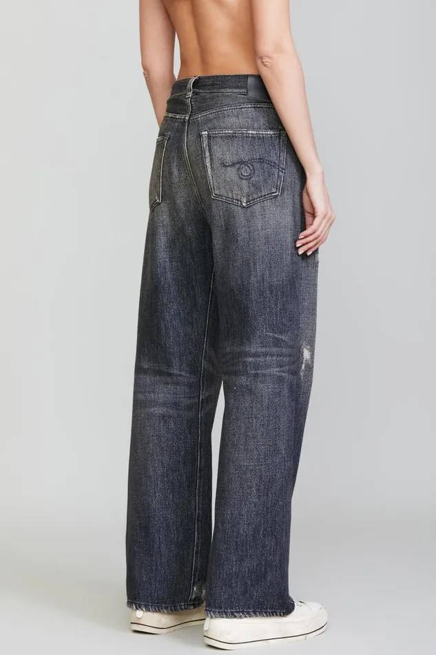 R13 Wide Leg Women WIDE LEG CROSSOVER 8211 KOZE CHARCOAL BLACK