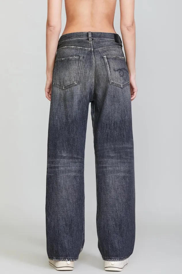 R13 Wide Leg Women WIDE LEG CROSSOVER 8211 KOZE CHARCOAL BLACK