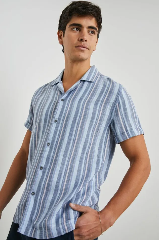 Rails Shirts Men AMALFI SHIRT Powder Cobalt Stripe