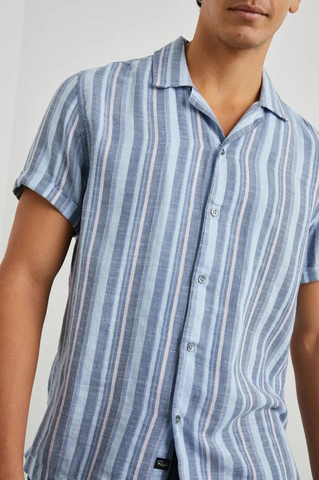 Rails Shirts Men AMALFI SHIRT Powder Cobalt Stripe
