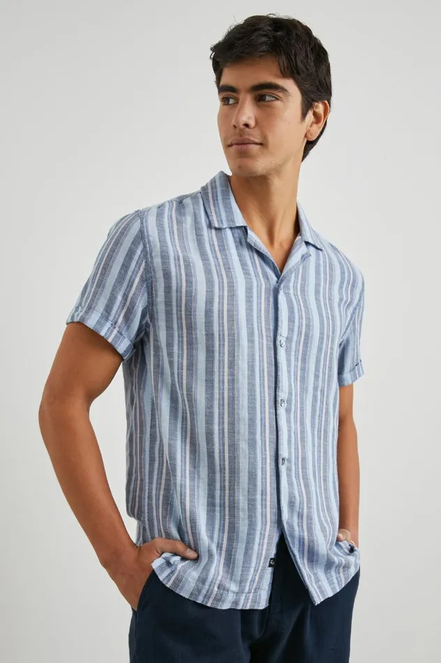 Rails Shirts Men AMALFI SHIRT Powder Cobalt Stripe