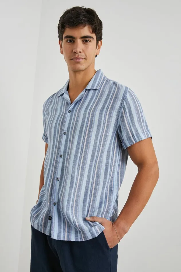 Rails Shirts Men AMALFI SHIRT Powder Cobalt Stripe