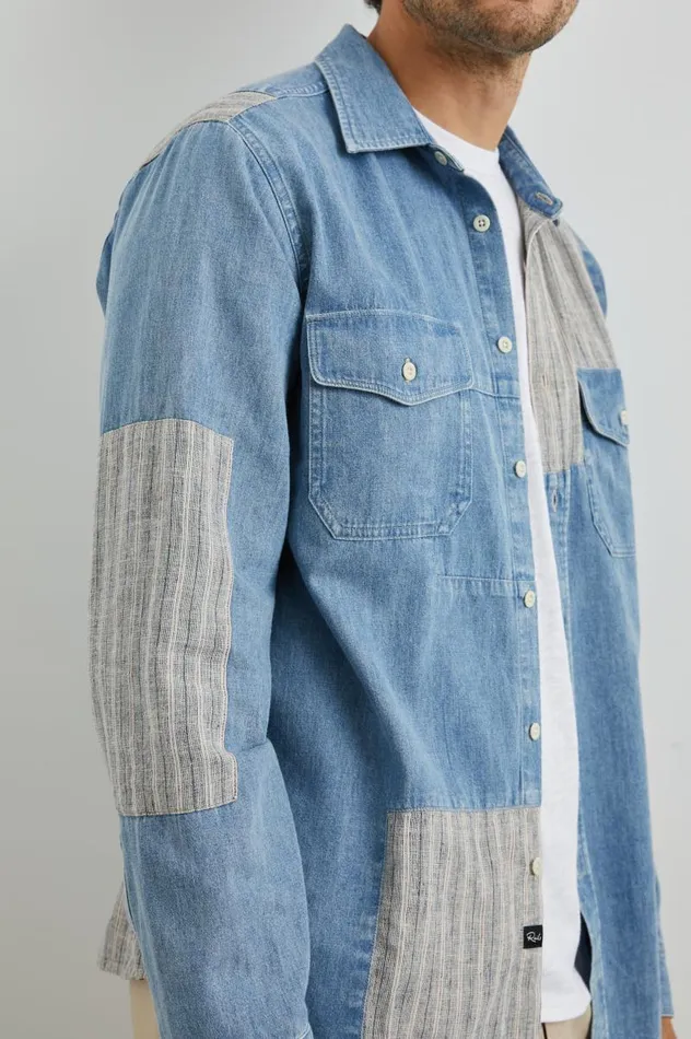 Rails Shirts Men LARSEN SHIRT Medium Indigo Patchwork