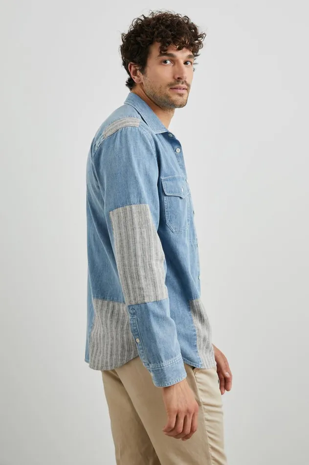 Rails Shirts Men LARSEN SHIRT Medium Indigo Patchwork
