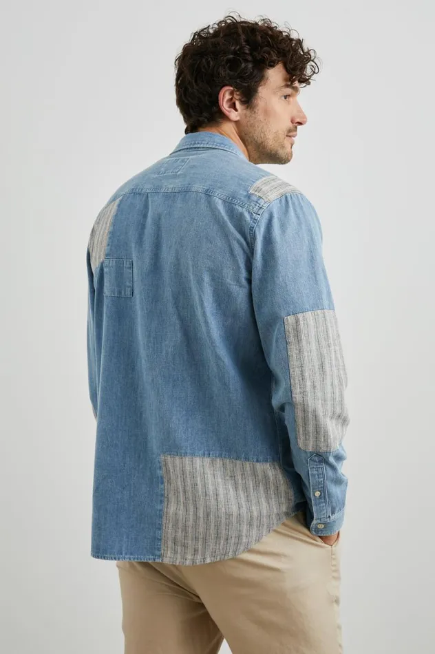 Rails Shirts Men LARSEN SHIRT Medium Indigo Patchwork