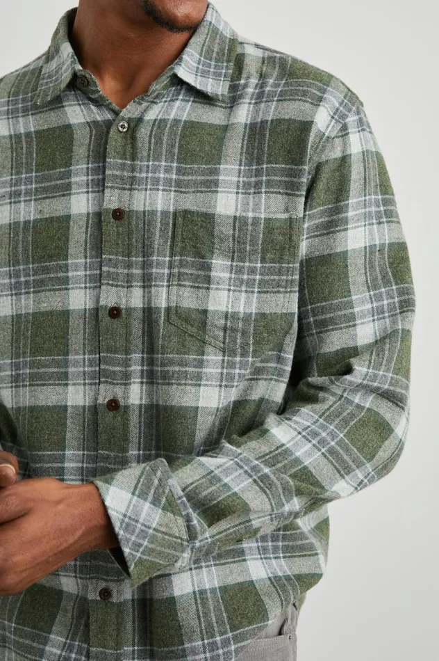 Rails Shirts Men LENNOX SHIRT Green Hollow Grey Melange