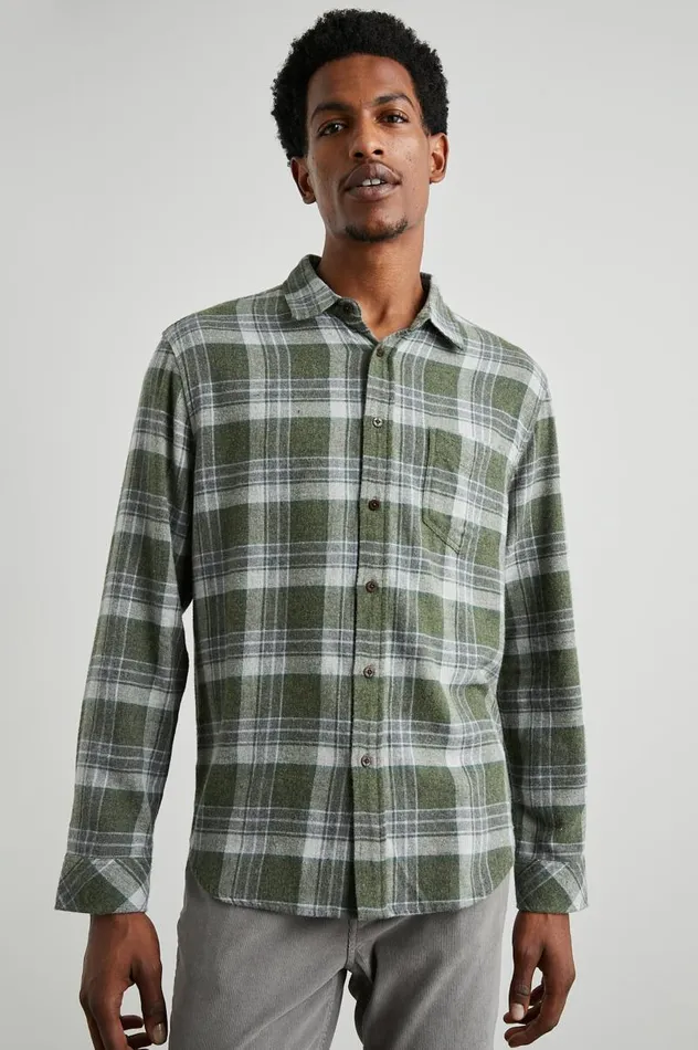 Rails Shirts Men LENNOX SHIRT Green Hollow Grey Melange