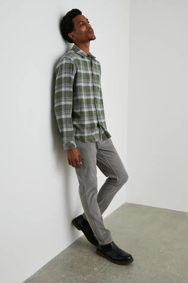 Rails Shirts Men LENNOX SHIRT Green Hollow Grey Melange