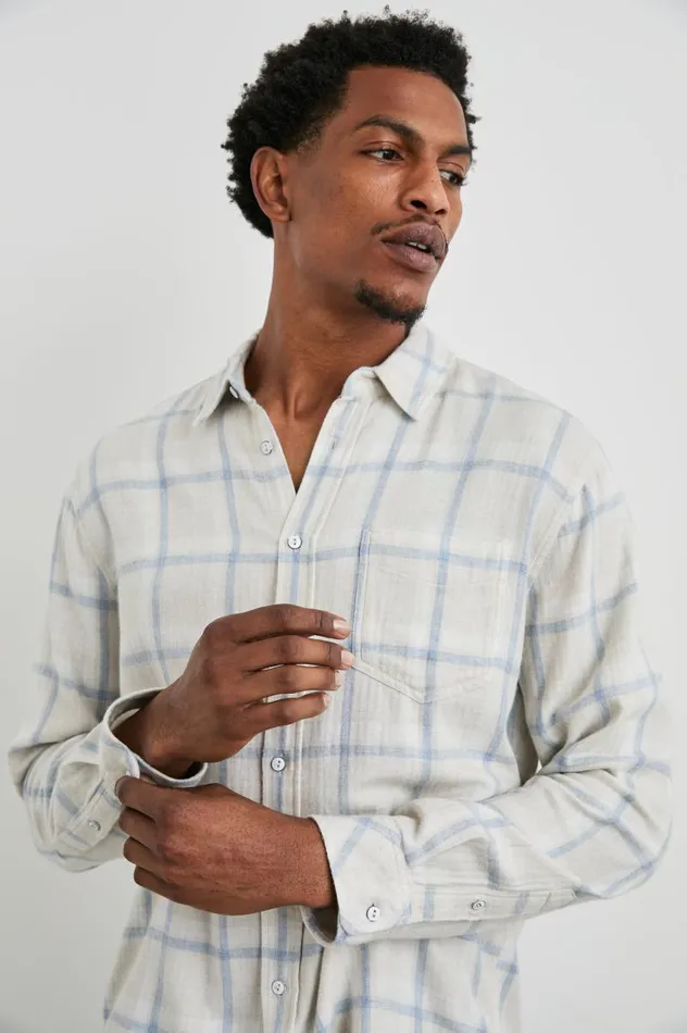 Rails Shirts Men LENNOX SHIRT Parchment Sky Melange