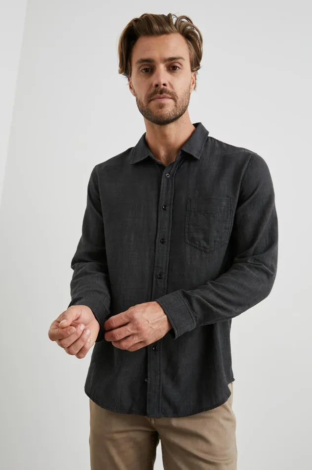 Rails Shirts Men WYATT SHIRT Black Chambray