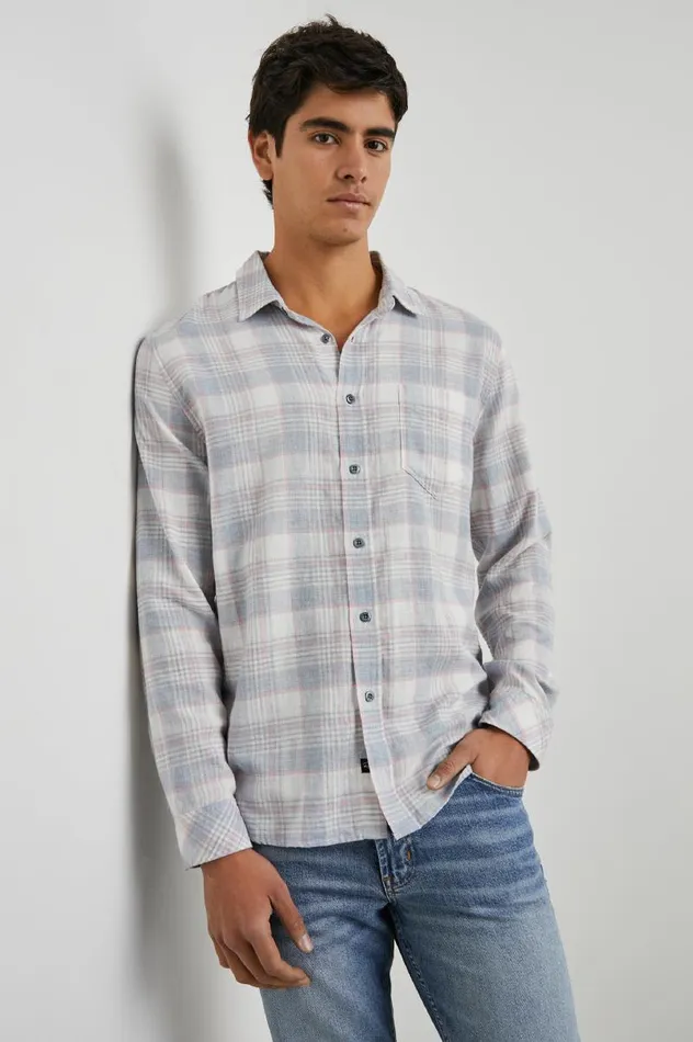 Rails Shirts Men WYATT SHIRT Cobalt Flamingo Melange