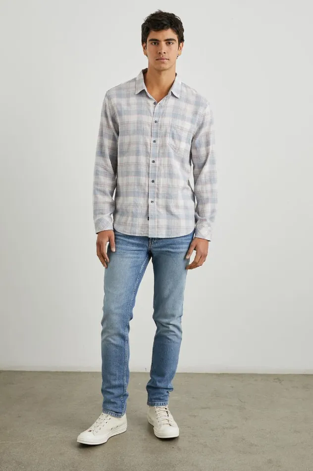 Rails Shirts Men WYATT SHIRT Cobalt Flamingo Melange