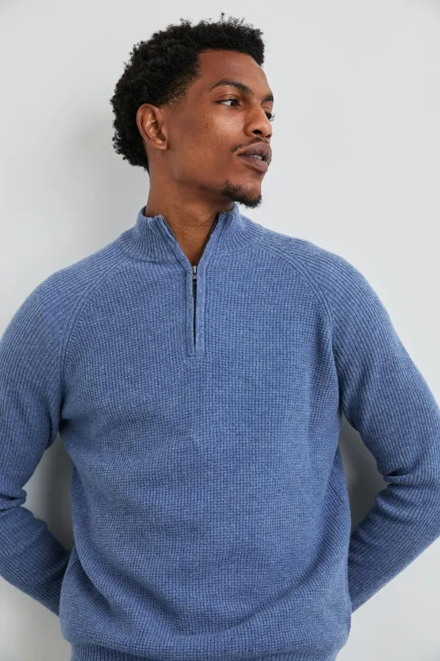 Rails Sweaters Men STARK QUARTER ZIP Cerulean Melange
