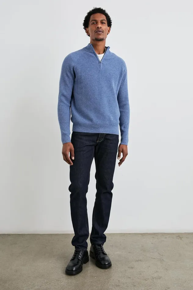Rails Sweaters Men STARK QUARTER ZIP Cerulean Melange