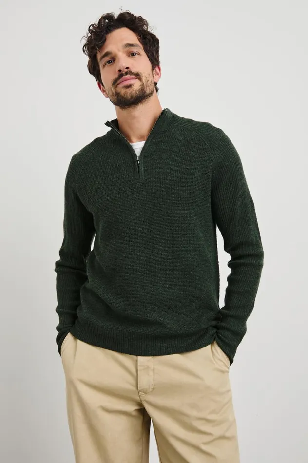 Rails Sweaters Men STARK QUARTER ZIP Olive Melange